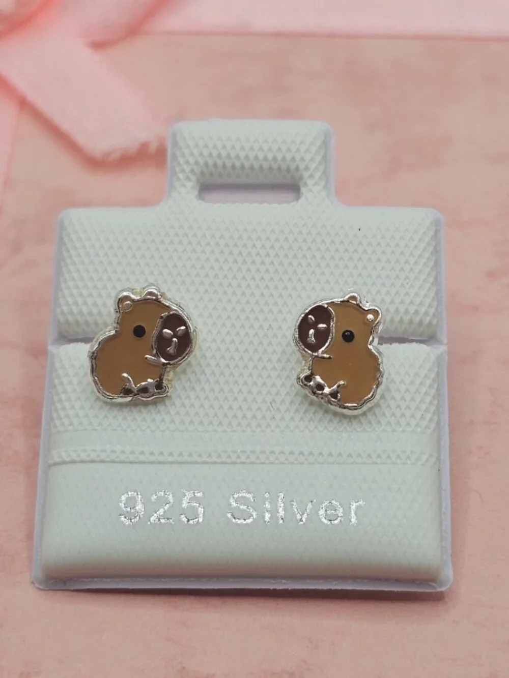 Sterling Silver 925 High Polished Capybara Screw Back Stud Earrings